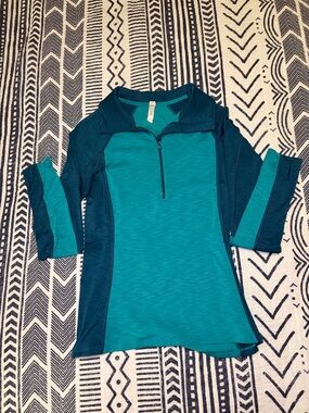 Under Armor Long Sleeve Quarter-Zip Active Top - Teal & Dark Teal